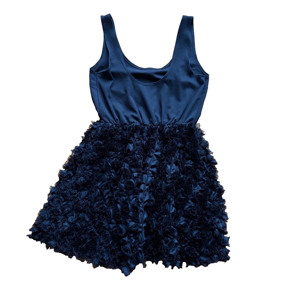 ASOS Black Tulle Mini Dress 8 Rose Textured Puffy Skirt Ruffle Tiered Party Glam